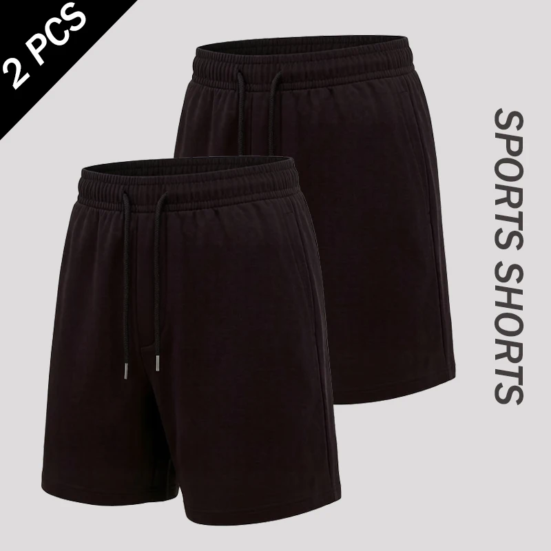

Solid Summer 2Pcs Simple Short Pants Set Mens Fitness Casual Shorts Daily Jogging Pocket Sportpants Basic Loose Fashion Bottoms