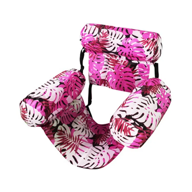 Outdoor Inflatable Printed Water Floating Row Three Tube Beach Adult Water Floating Foldable Backrest Pool Floating Chair