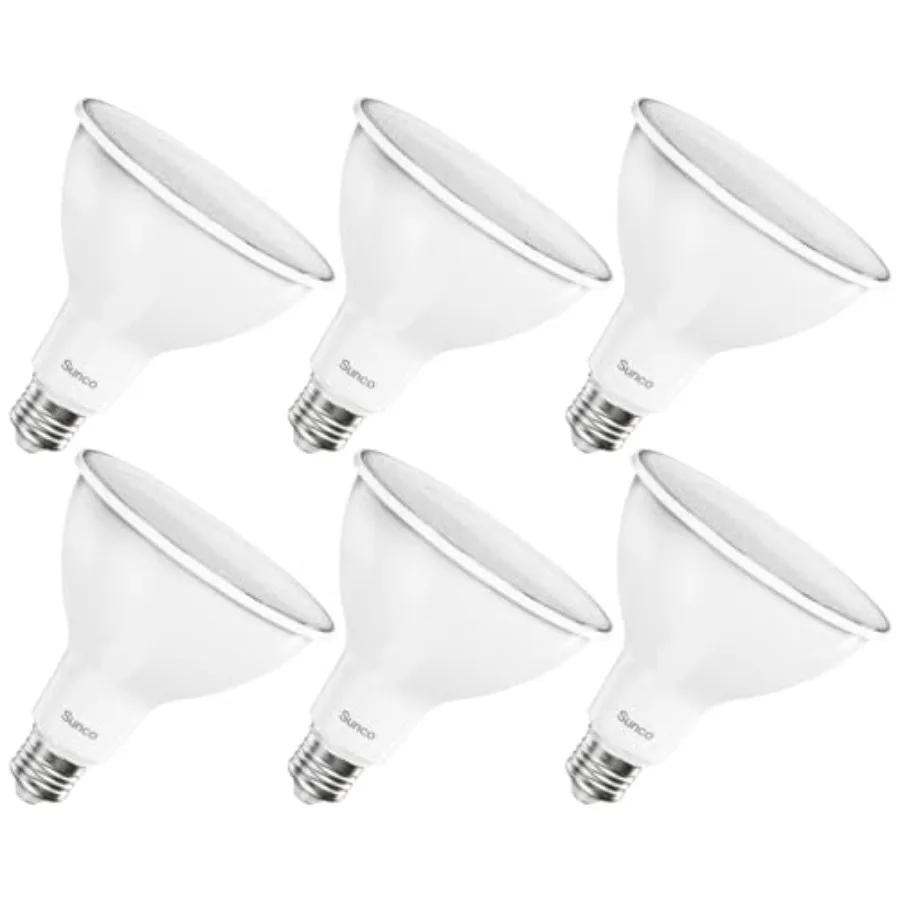 

Sunco 6 Pack Outdoor Flood Light Bulbs LED PAR38, Waterproof, 1050 LM, 13W 100W Equivalent,, Wet Rated, Dimmable, E26 Base, for