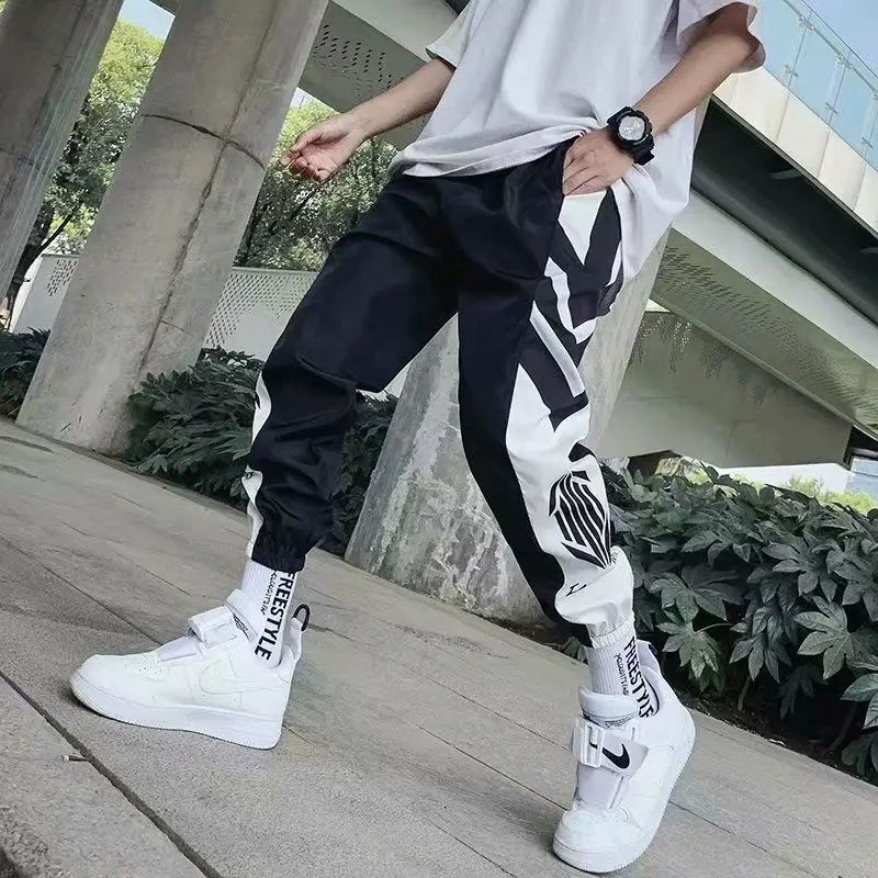 Sport Slim Fit Summer Men Pants Trend Chic Joggers Dance Singer Night Club Pants Oversize Korea Fashion Kpop Harem Print Trouser