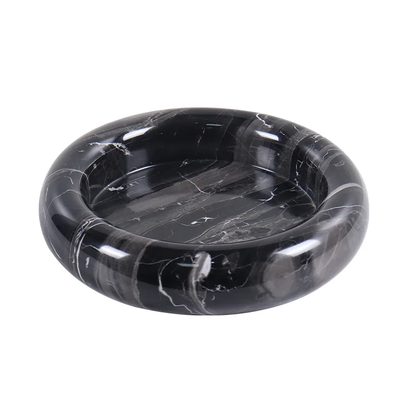 

Natural marble round fruit plate creative home hotel TV cabinet desktop storage tray ornament