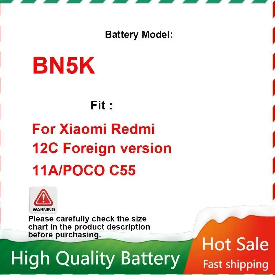 

5000 мАч аккумулятор мобильного телефона BN5K Premium замена для Xiaomi Redmi 12C зарубежная версия 11A Poco C55