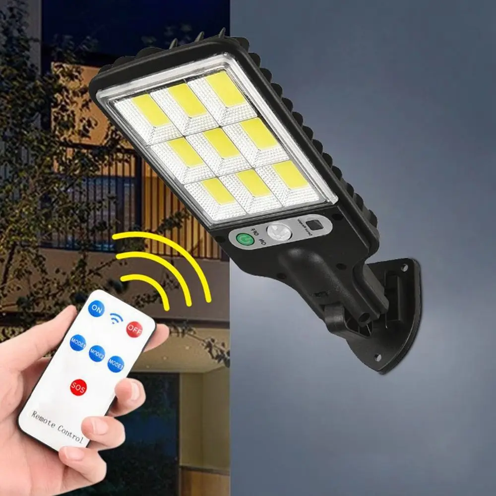 

Waterproof LED Solar Street Lights 108COB Wireless Solar Powered Security Light 3 Light Mode with Remote Control Solar Wall Lamp