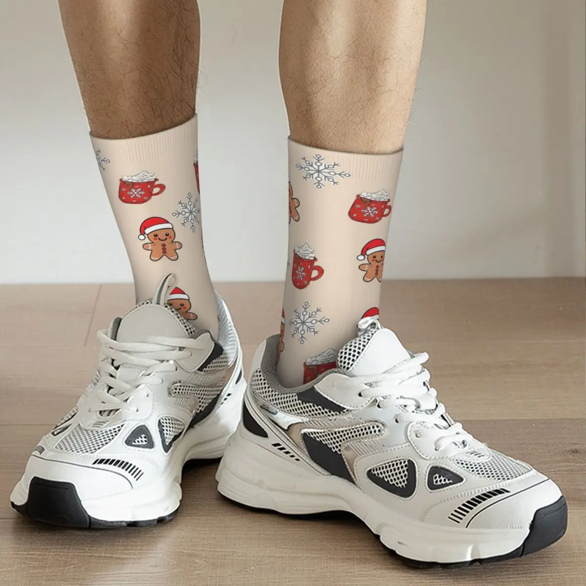 Merry Christmas Tree And Gingerbread Men Socks Harajuku Super Soft Stockings All Season Long Socks for Unisex