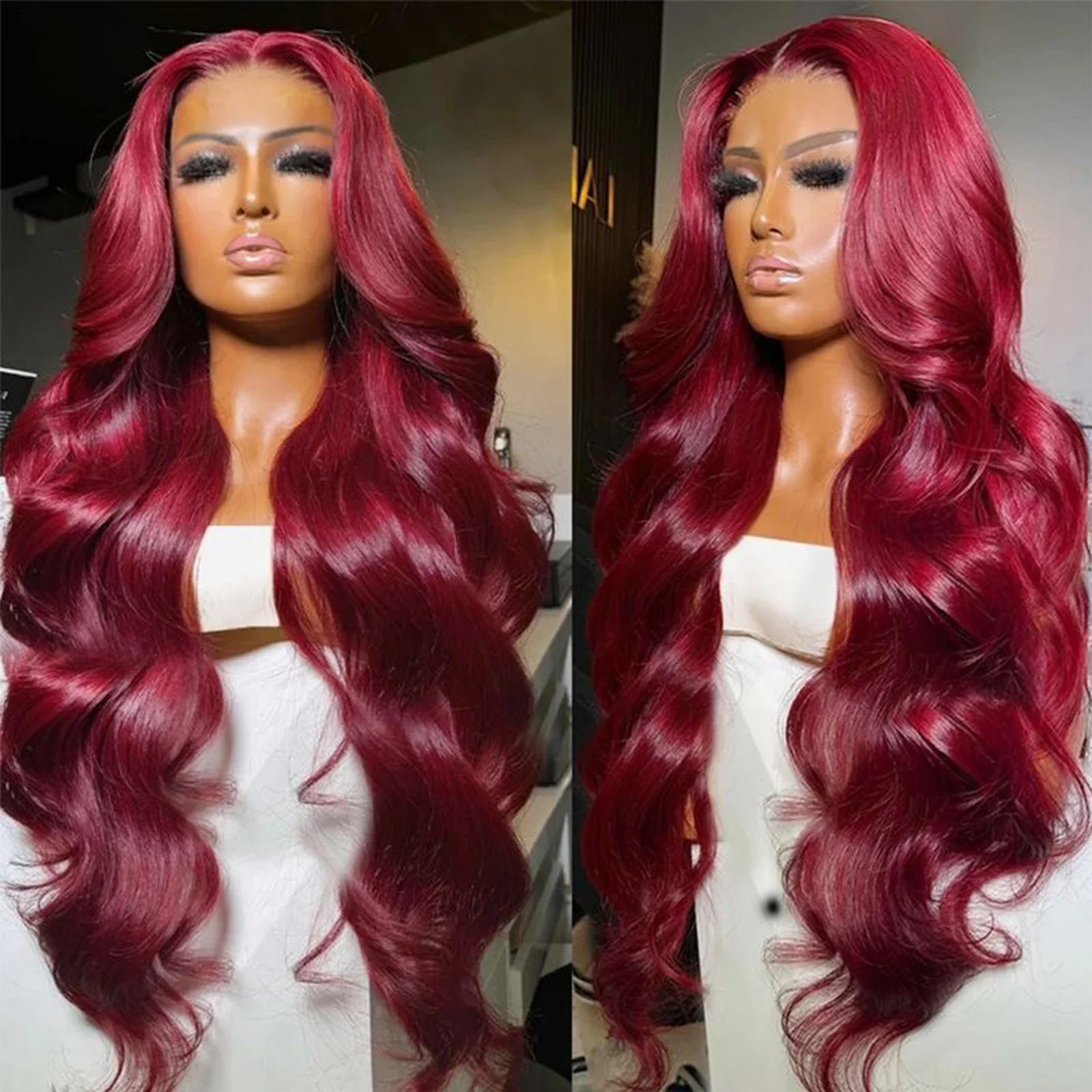 

200% Body Wave Burgundy 99J Human Hair Wig 13x6 Wet and Wavy Lace Frontal Human Hair Wigs 40 Inch Lace Front Wig Pre Plucked