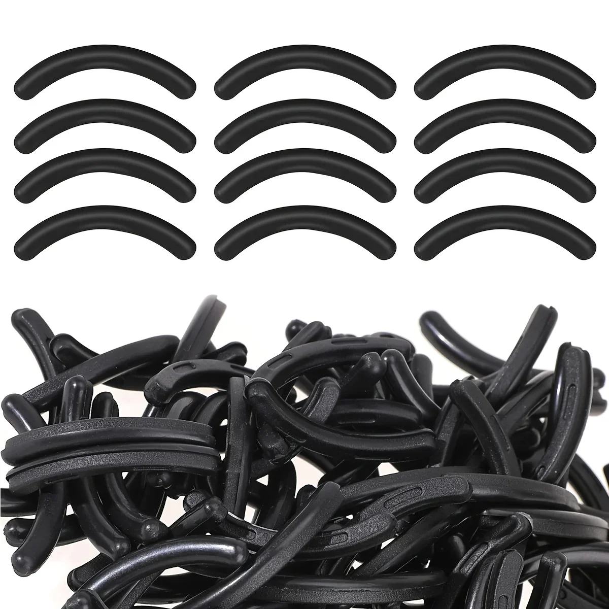 2025 Hot Black Soft Rubber Eyelash Curler Pads - Latex-Free Universal Fit, No Battery Replacement for Makeup Tools