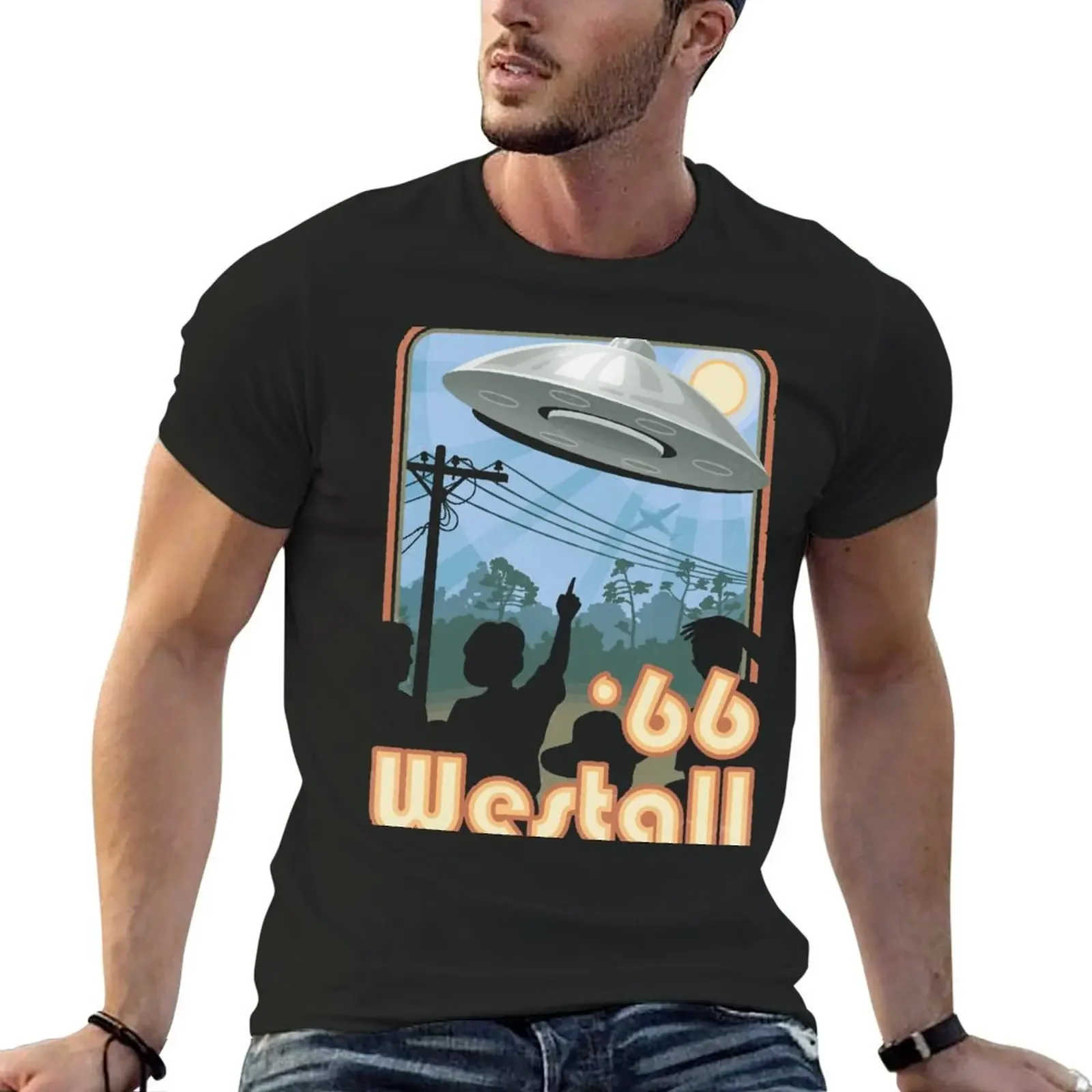 Футболка Westall UFO 66, однотонная корейская модная мужская футболка с короткими рукавами