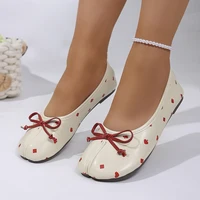 Fashion Split Toe Tabi Flats Women Cute Poker Heart Print Ballet Shoes Bow Knot Round Toe Slip On Loafers Soft Comfortable Pumps - Image 5