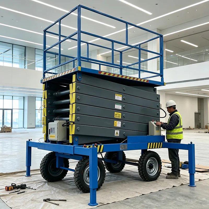 Self Propelled Electric Scissor Lift Compact MEWP Small Mobile Aerial Scissor Lift For Tight Space