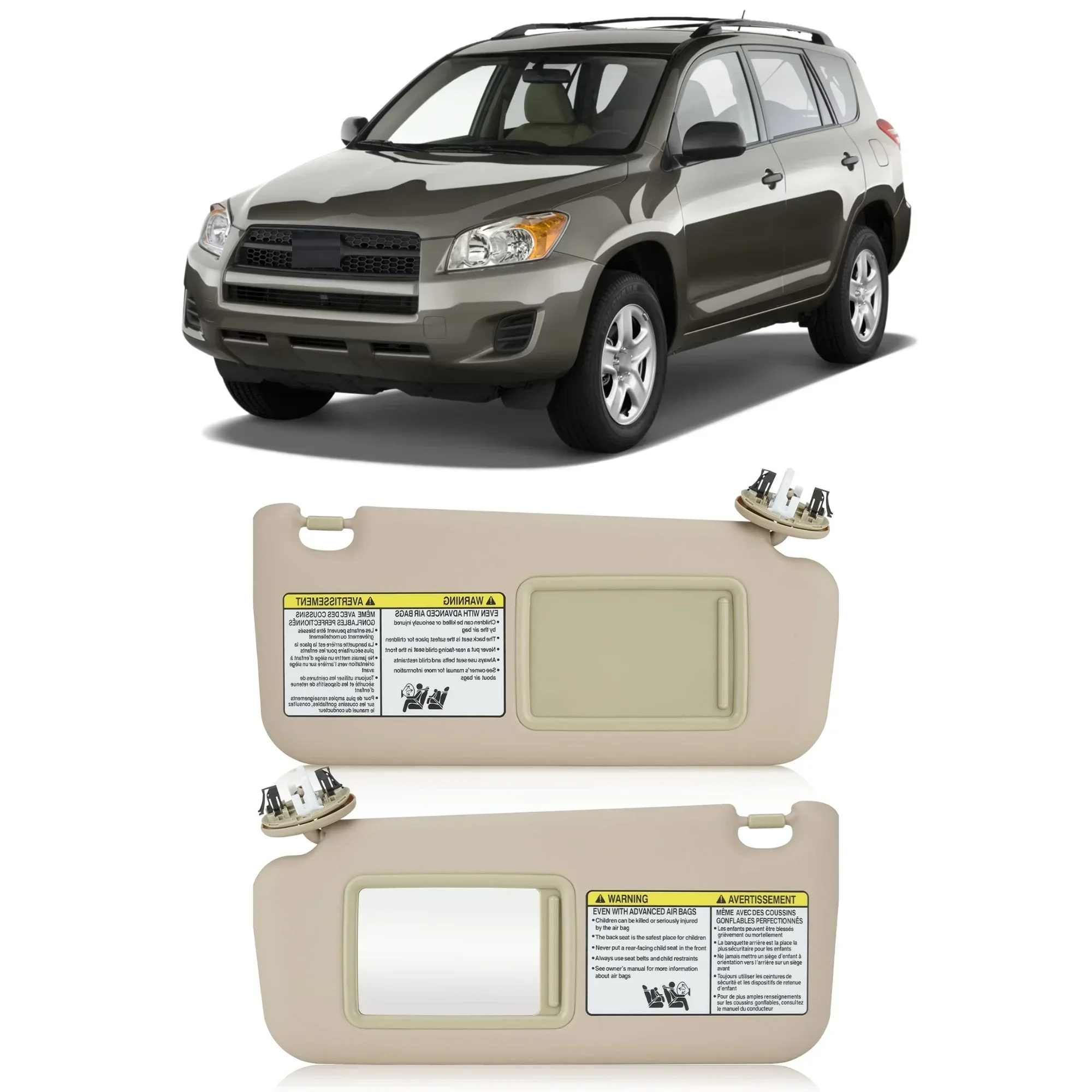 For Toyota RAV4 2006-2013, Part Numbers 74320-42501-B2 and 74320-42501-A1 Left and Right Sun Visor Shade Block
