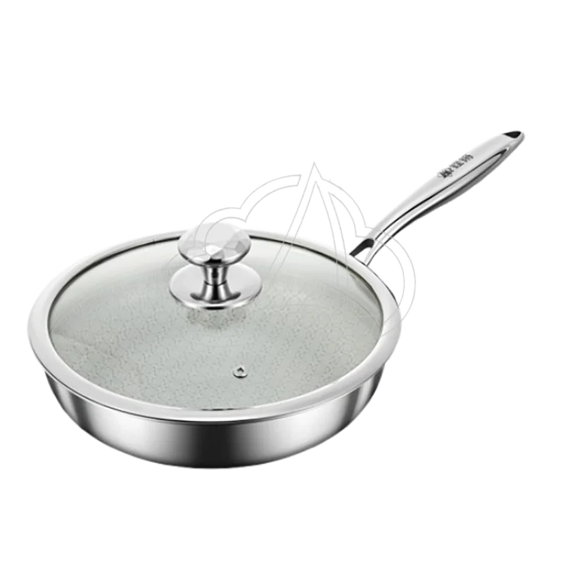 316 Stainless Steel Frying Pan 24cm Ceramic Coating Household Kitchen Non-Stick Cooking Wok