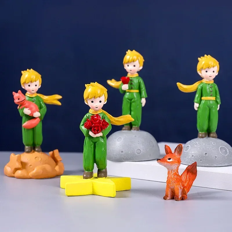 

Mini Resin Figurines Fairy Cartoon Model Little Prince Rose Action Fox Figures Miniatures Desktop Ornament Home Decoration