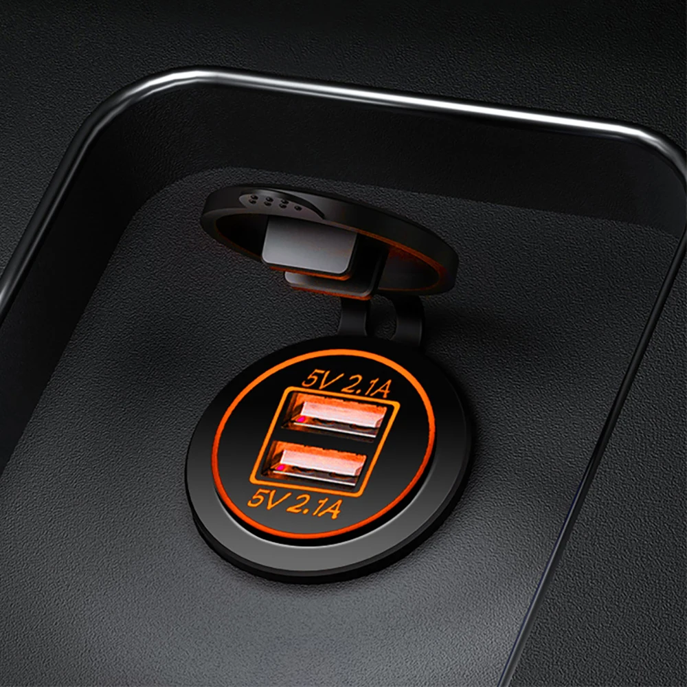 5V 4.2A 12V Dual USB Car accessories Charger with Panel Waterproof Power Adapter Socket Outlet for Vehicle Boat Truck Motorcycle
