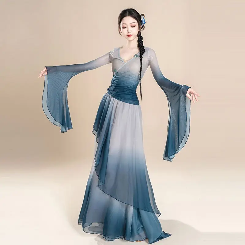 Classical Dance Costume Fairy Style Gradient Gauze Dress Women Charm Dress Set Fairy Style Training Costume Chinese Dance Wear