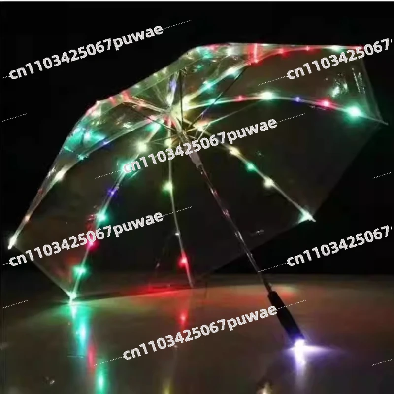 Girls Party Props Unique and Stylish Fashion LED Transparent Umbrella  Creative Luminous Umbrella for Location Shooting Boys