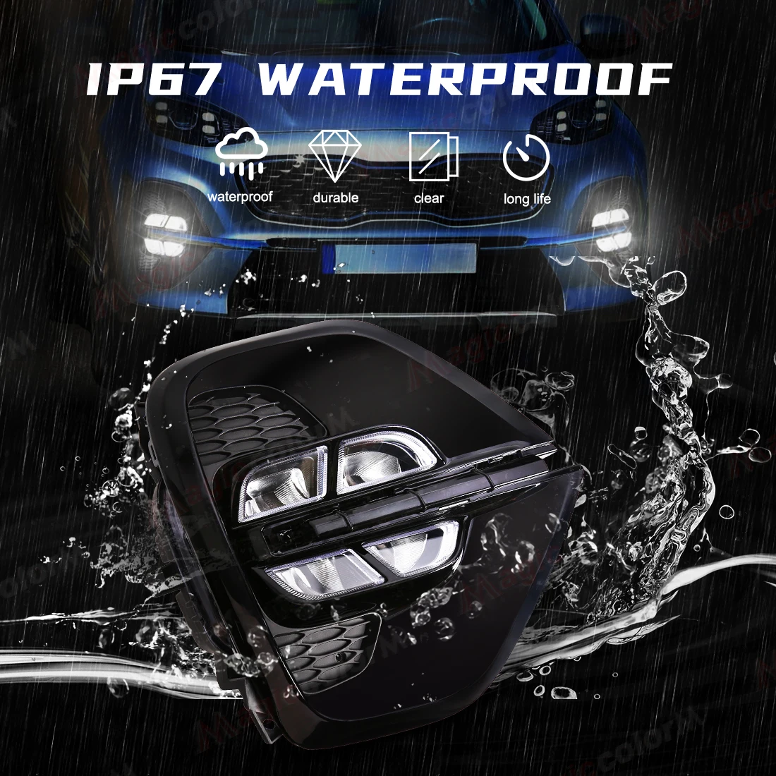 LED DRL لكيا سبورتاج KX5 2019 2020 الولايات المتحدة آسيا نوع النهار تشغيل أضواء سيارة مصابيح الضباب الأبيض النهار الجبهة الوفير المصابيح الأمامية