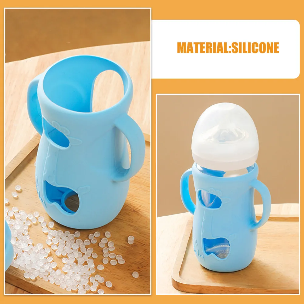 3pcs Silicone Baby Bottle Sleeves with Handles – Easy-Clean Glass Bottle Protectors for Feeding