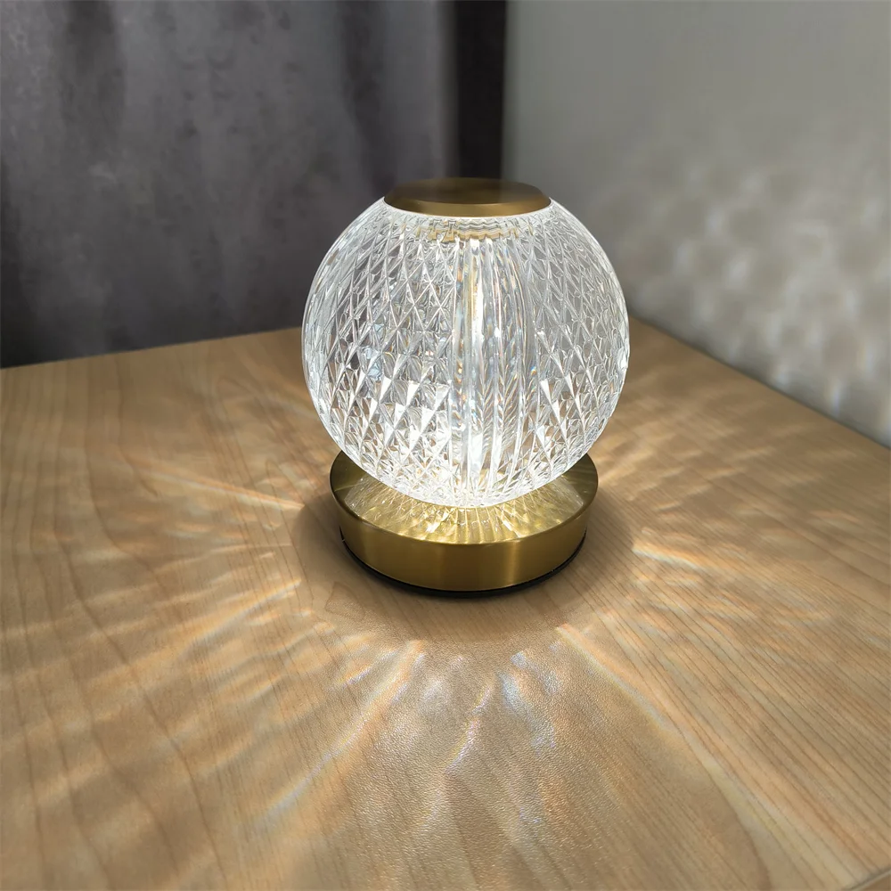 Modern Creative Crystal Ball Table Lamp Acrylic Led Rechargeable Decorative tiffany lampe bed room decor atmosphere night lights