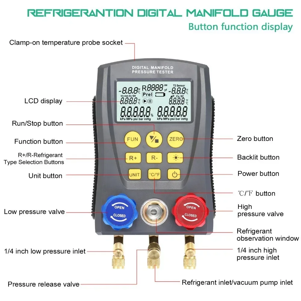 DUOYI DY517 Pressure gauge refrigeration digital vacuum pressure tester Automotive air conditioning maintenance fluid clamp