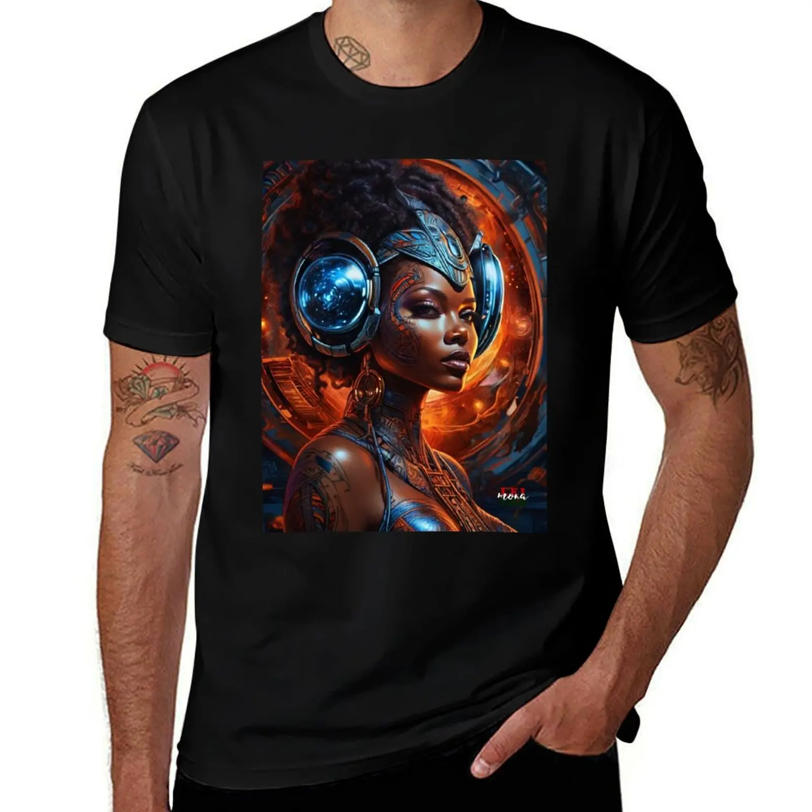 

African Time Travelling; Fantasy Science Fiction; T-Shirt boys whites heavyweights Men's t shirts