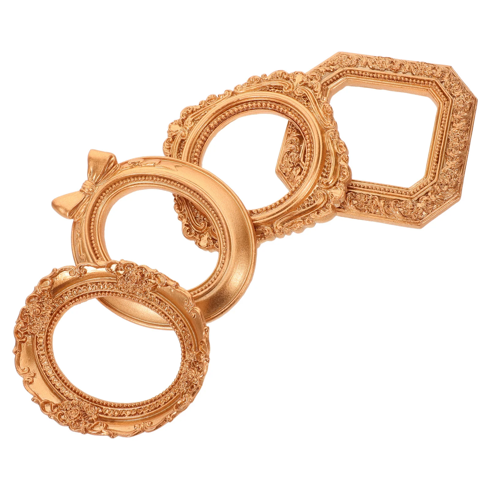 

4Pcs Ornate Victorian Picture Frames Mini Vintage Photo Frames for Desktop Display Wall Hanging Party Decor Rustic Home Ambiance