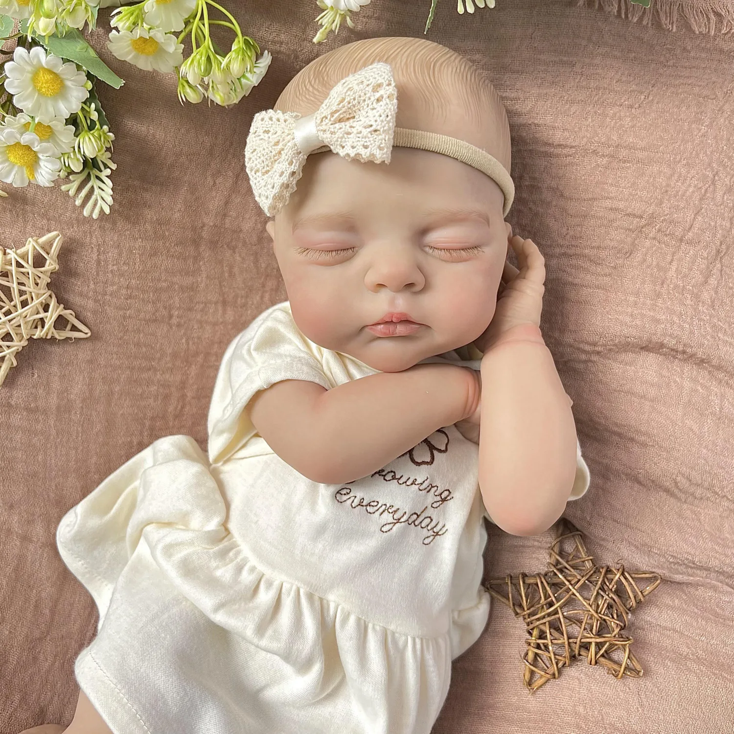 

BZDOLL Lifelike 19inch Full Vinyl Body Reborn Baby Doll Toy, 48 cm 3D Skin Doll, Fashion Handmade Birthday Gift for Kids