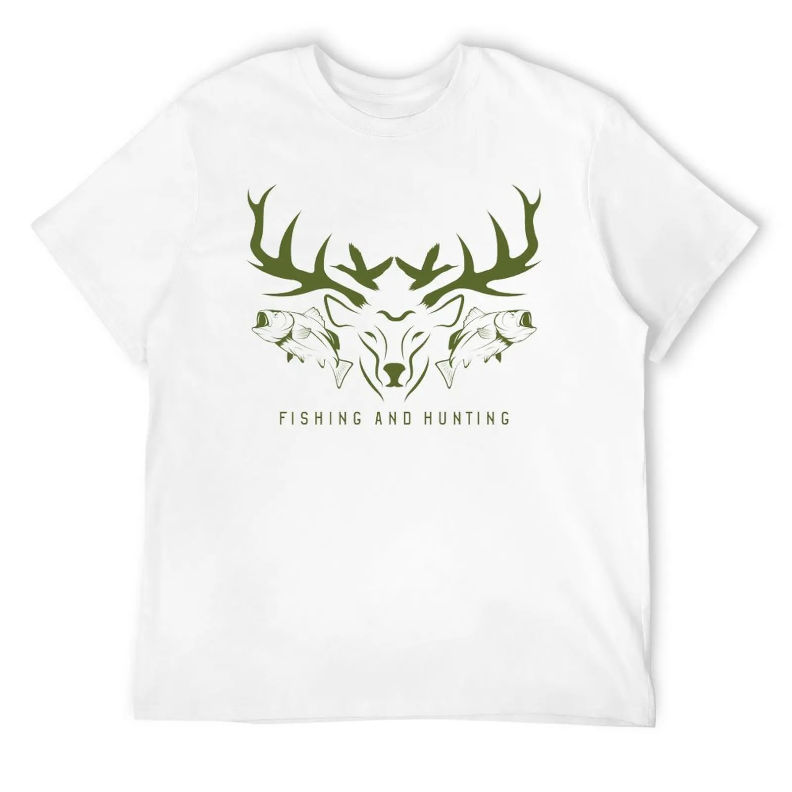 Harajuku Hunting And Fishing in Vintage Emblem Design Antler Horns Mallard Pine Tree (1) T-shirt  Movement T-shirts Unique Geek