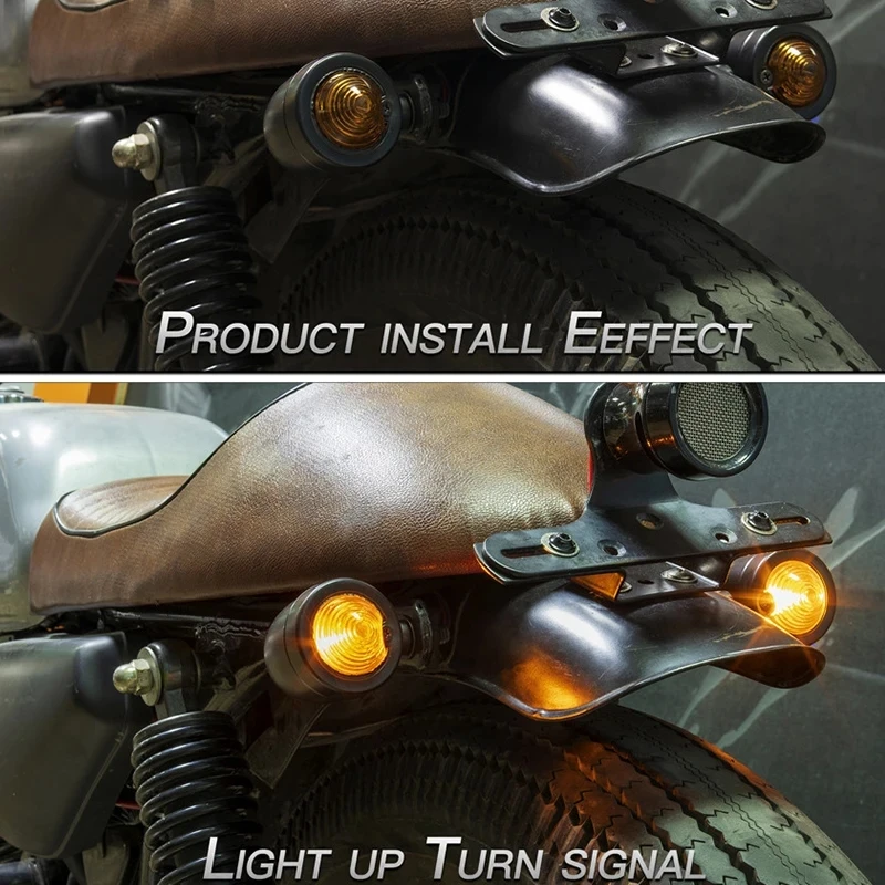 Motorcycle Turn Signal Lights Indicator Light Amber Motorbike Headlight 12V 10mm Mini Universal Bullet Halogen Moto Lamp