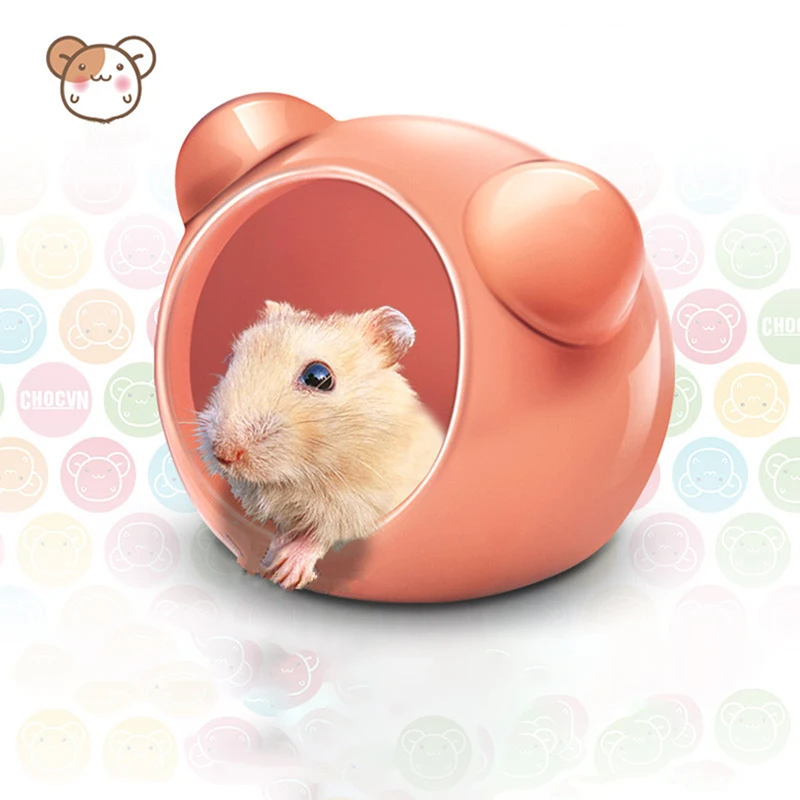 Hamster House Ceramic Hideout Small Animals Nesting Habitat Cage Ceramic Bath, Pet Hideout Hut Cave for Hamster Gerbils