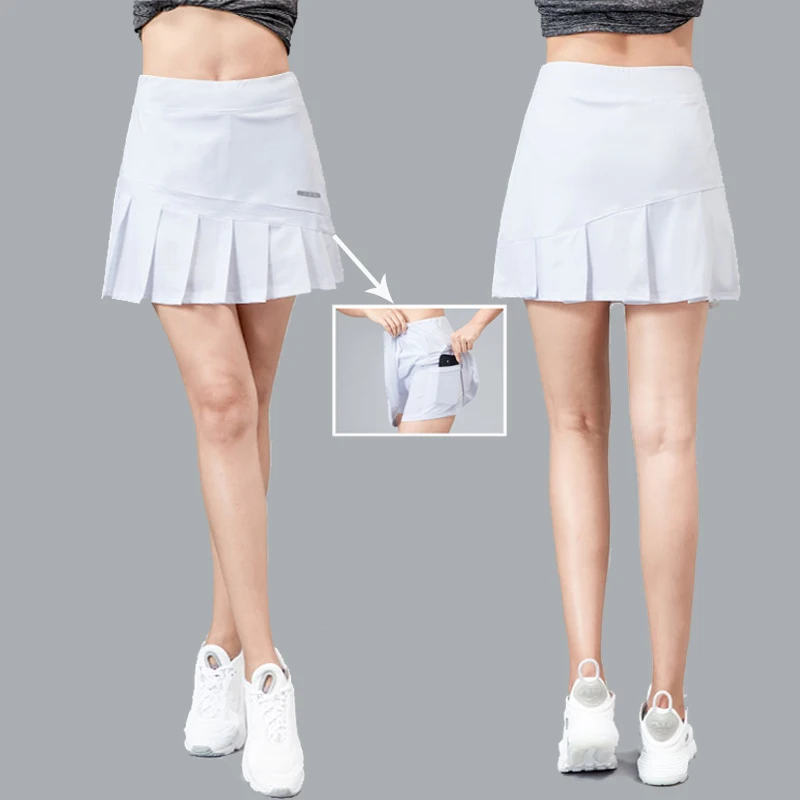 

Women's Qui Dry Pleated Badminton Skirt Spor Tennis Fitn ort Skirt f Length Exercise Skirt Pants Fake Two-Piece