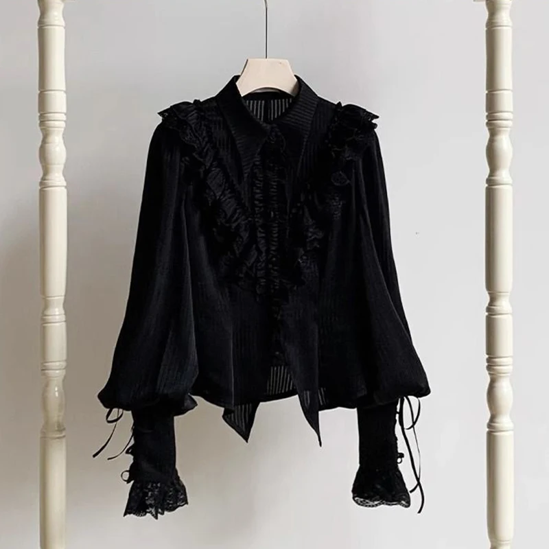 Camicette Lolita giapponesi Kawaii Donna Camicie vittoriane vintage con maniche a lanterna Top Y2K Estetica Cospaly Jk Blusas Mujer De Moda