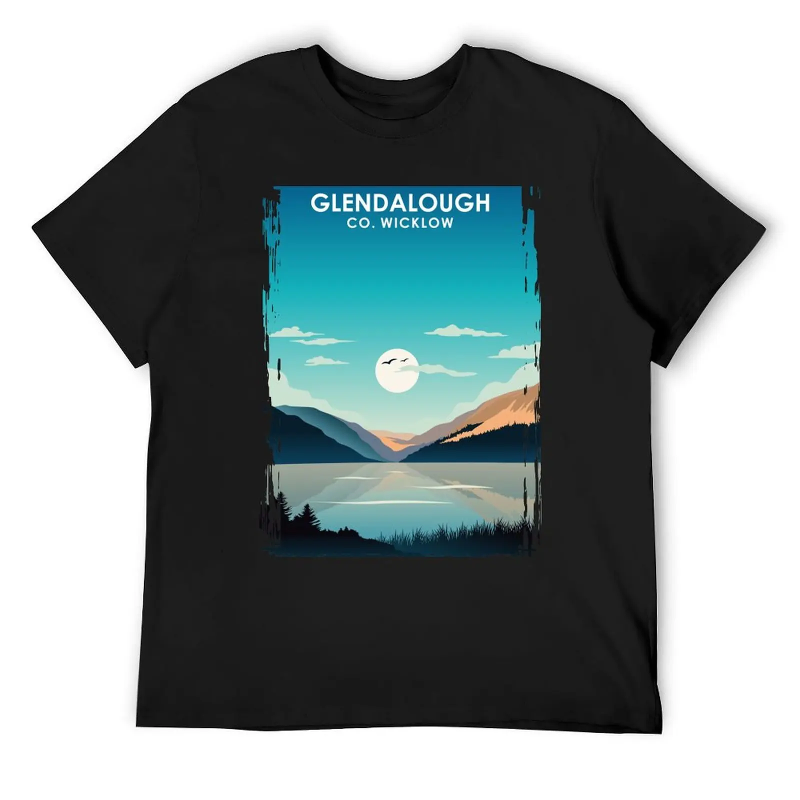 Glendalough Ireland Vintage Minimal Retro Travel Poster T-Shirt summer tops oversized t shirt luxury clothes men