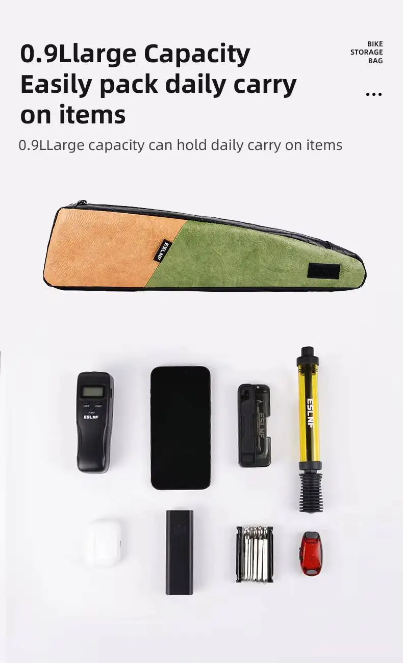 ESLNF Wasserdichte Fahrradtasche für Oberrohr, Beinfreundlich, Schlanker Stabiler Riemen, Passend für Mountainbikes und Rennräder, Leichtgewichtig, Langlebig – Detail 6