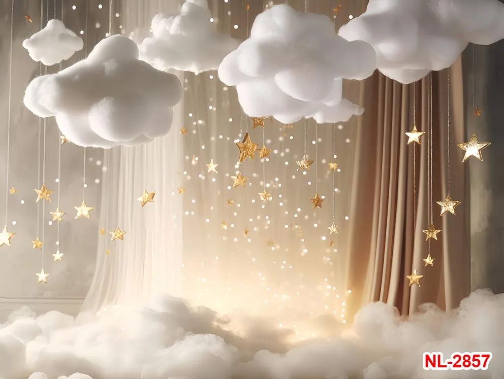 Twinkle Stars Backdrop Cake Smash Baby Birthday Party Decor Starry Clouds Portrait Photography Background Photo Studio