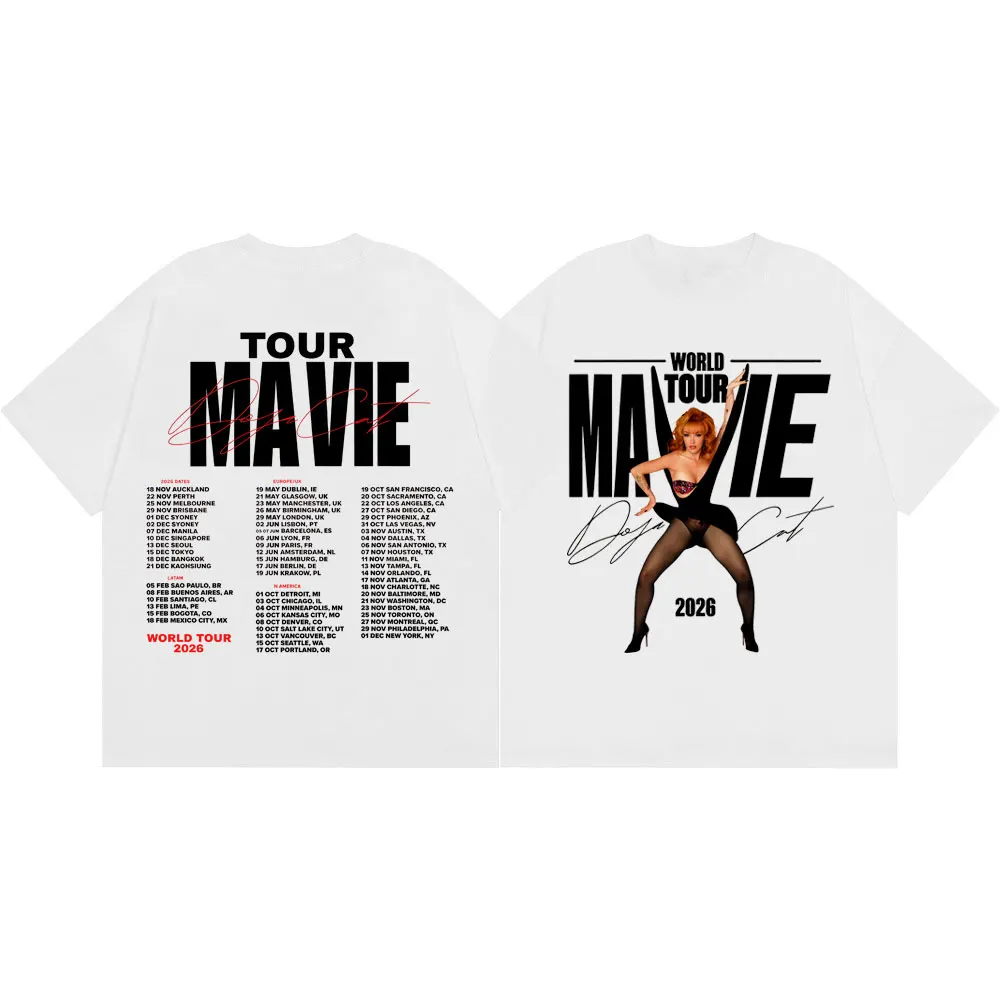 Rapper Doja Cat Ma Vie World Tour 2026 T-shirt High Street Fashion Trend Short Sleeve T Shirt Men Women Casual Cotton T-shirts
