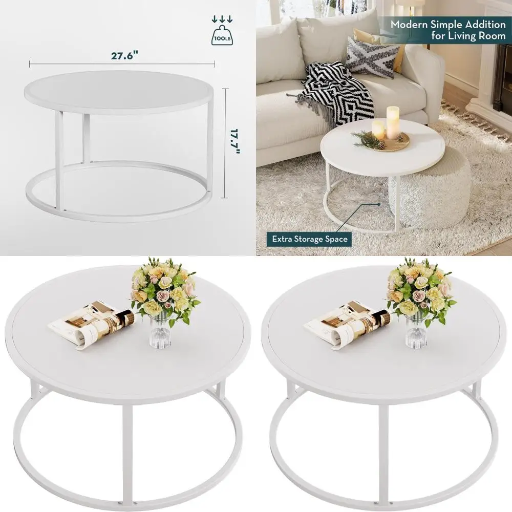 

Compact White Coffee Table for Living Spaces and Home Offices, Ideal for Small Areas
