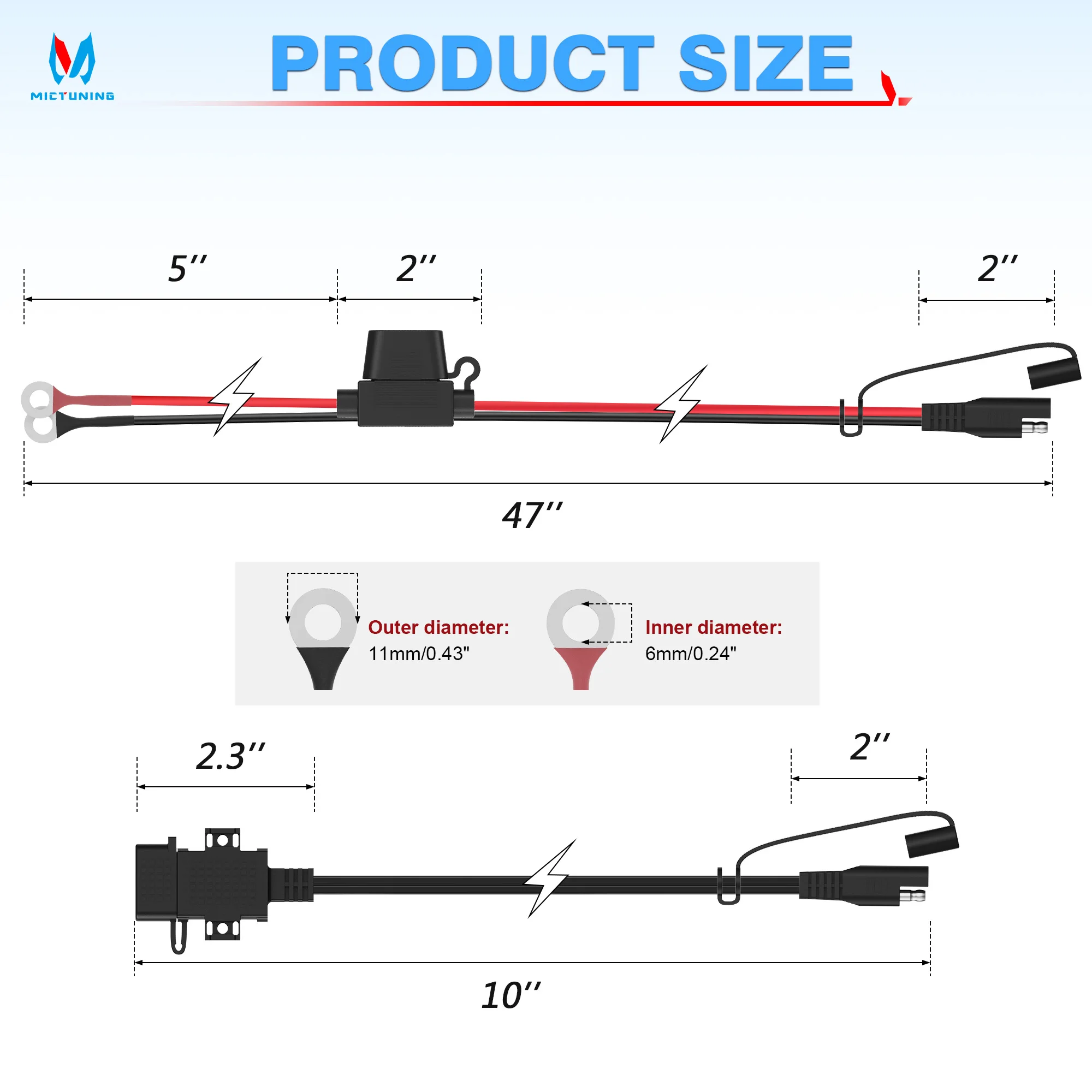 

Кабель-адаптер MICTUNING SAE — USB — водонепроницаемый быстроразъемный порт зарядки 2,1 А с встроенным предохранителем для мотоциклов, квадроциклов, автомобилей