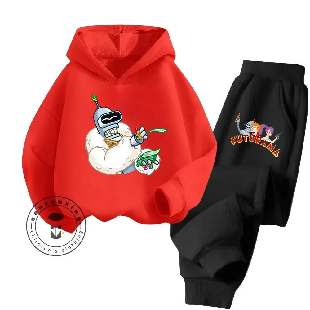 Campus Charm and Casual Style Trendy Futurama Cartoon Children Hoodie Sets That Evoke the Vibrant Spirit of the Animated World