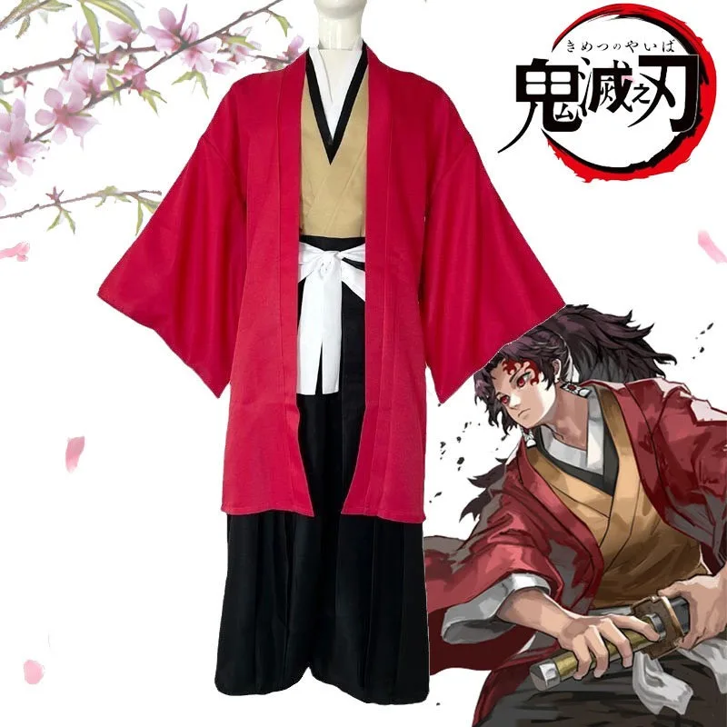 

Anime Tsugikuni Yoriichi Cosplay Costume Japanese Kimono Bathrobe Haori Cloak Coat Wig Novelty Man Christmas Masked Ball Suit