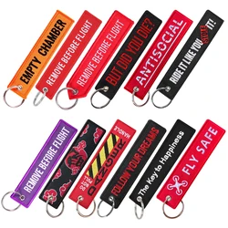 1 Pc Wholesale Aviation Keychain Do Not Pull Danger Remove Before Flight Both Sides Embroidery Car Key Pendant Tag Accessories