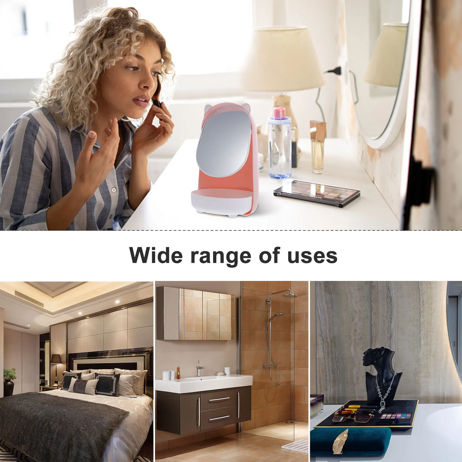 

1Pcs Makeup Mirror Bear Appearance Clear Vanity Mirror Lightweight Portable Home Table Standable Multi Functional