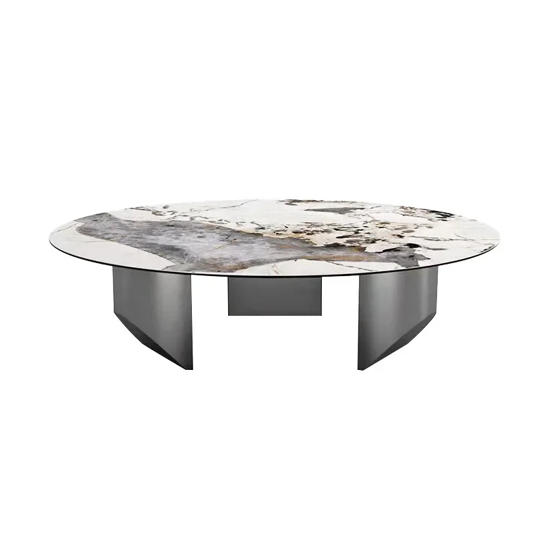 

Stainless steel Pandora rock slab coffee table small apartment living room coffee table
