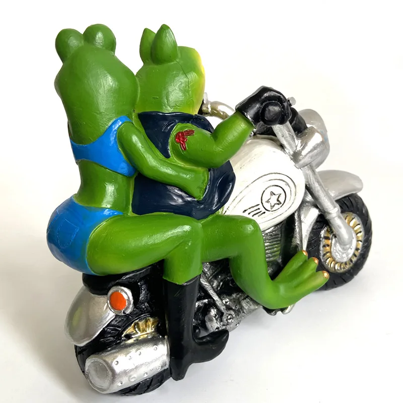 Frog motorcycle resin handicraft ornament riding motorcycle cowboy frog ornament garden desktop ornament handicraft decoration