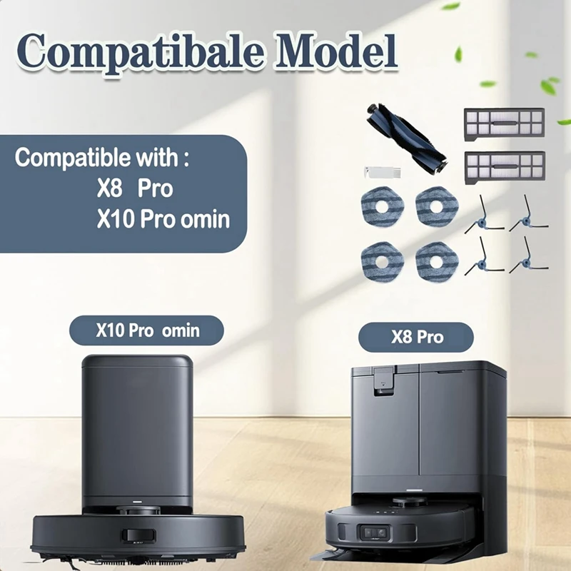 ชุดอะไหล่สำหรับ eufy X10 Pro OMNI ชุดอุปกรณ์เสริมสำหรับผ้าดูดฝุ่นหุ่นยนต์ดูดฝุ่นตัวกรองด้านข้างหลัก