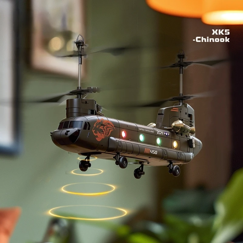 RC Helicopter Chinook Transportation Twin Propeller Drop Resistant Fixed Height Transportation Simulation