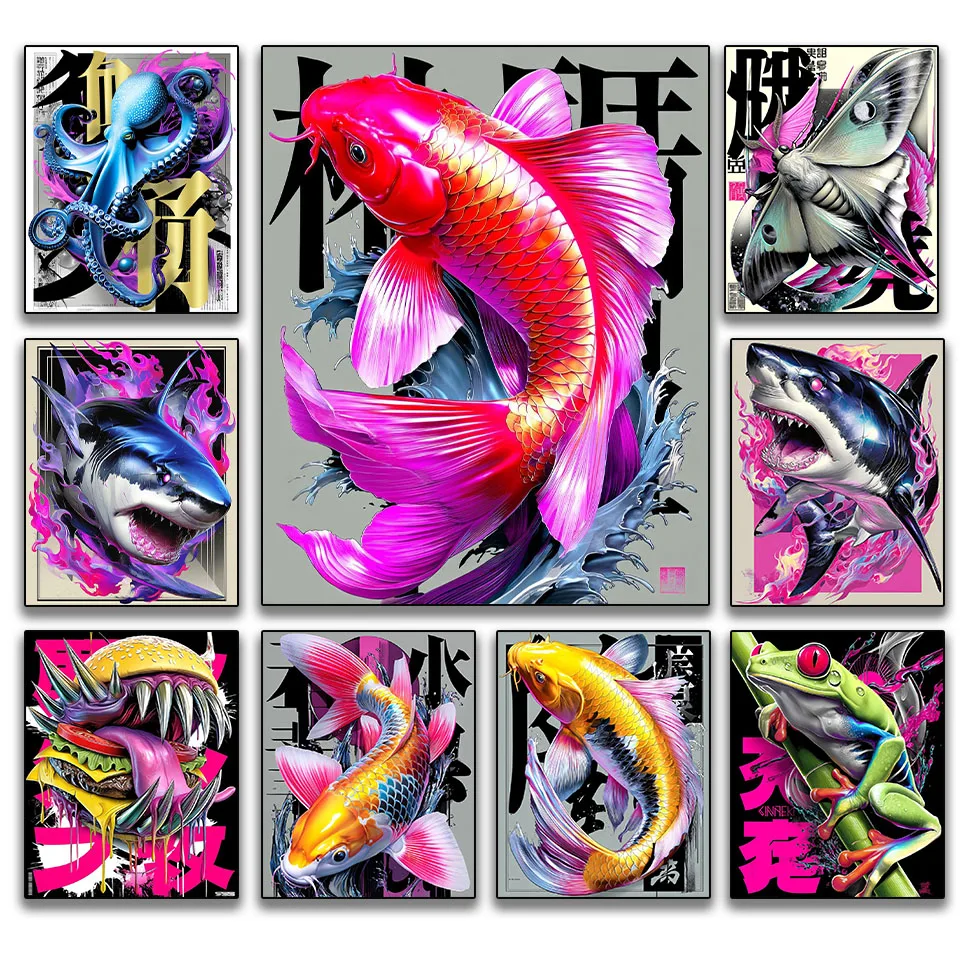 

DIY diamond mosaic Fish diamond painting embroidery Crystal Art 5D full square round diamond Handmade cross stitch home decor