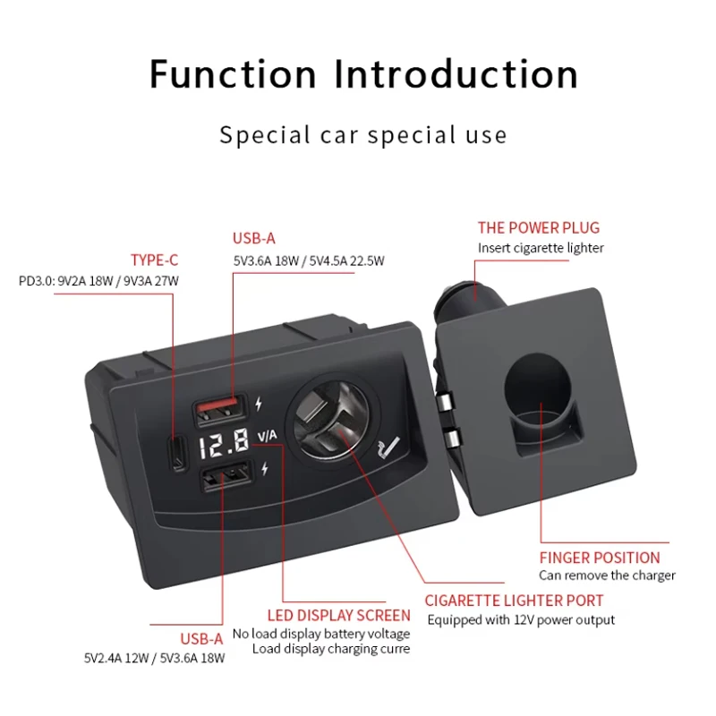 Para audi a4 b8 a5 a4 allroad s4 rs4 q5 sq5 8r s5 rs5 carregador de carro usb carregamento rápido isqueiro divisor qc3.0 tipo-c pd2.0