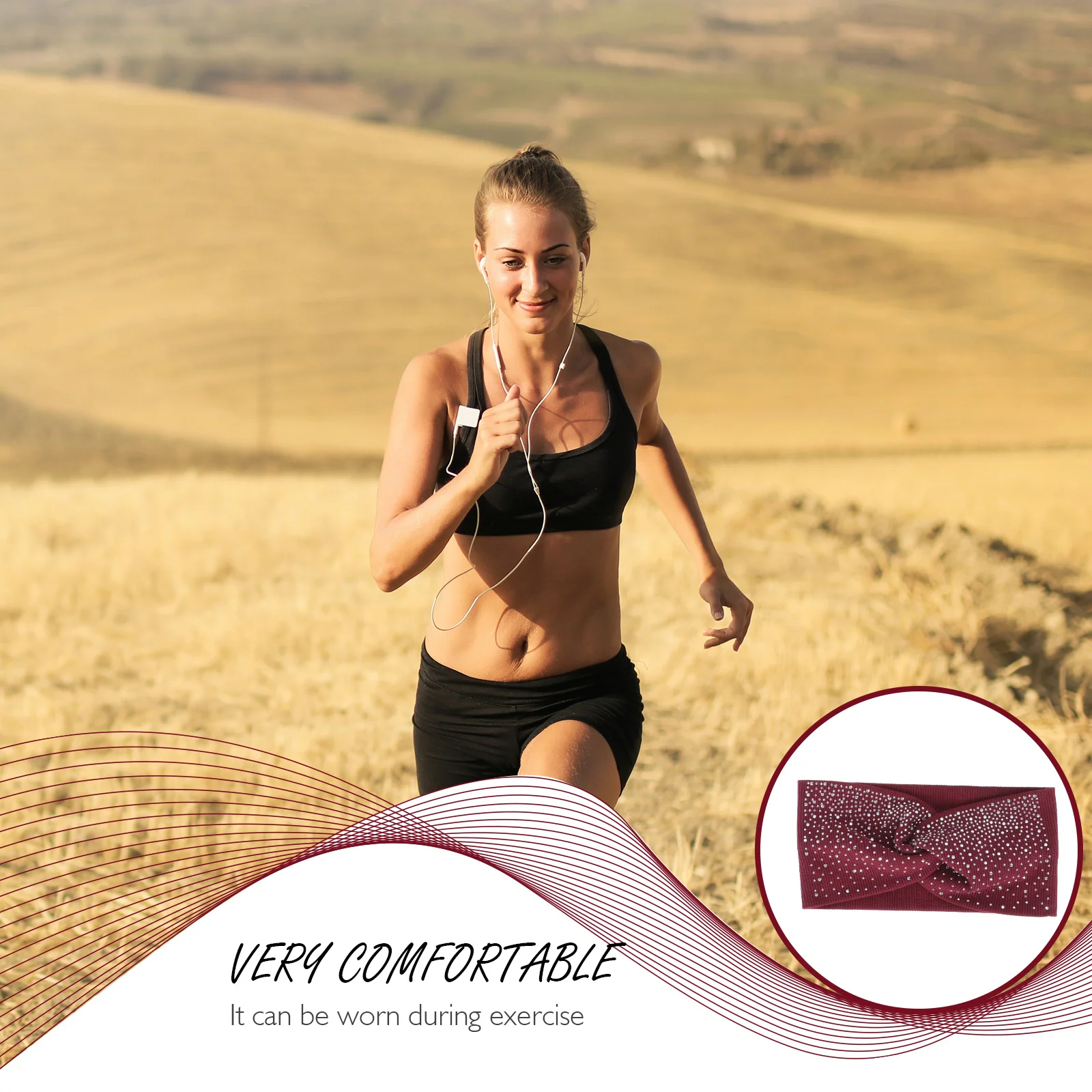 

3Pcs Lightweight Elastic Headbands for Yoga Sports Running Women Girls Hair Accessories Charming Decorative Head Wrap