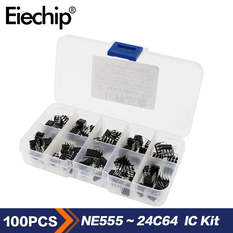 10 value Electronics Kit NE555 UC3842 UC3843 UC3845 24C02 24C04 24C08 24C16 24C32 24C64 Integrated Circuit IC Chip