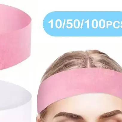 

10/50/100 шт. одноразовые повязки на голову для спа-салона, повязка на голову для лица, черный, белый, розовый, эластичная регулируемая волшебная лента, аксессуар для ухода за кожей